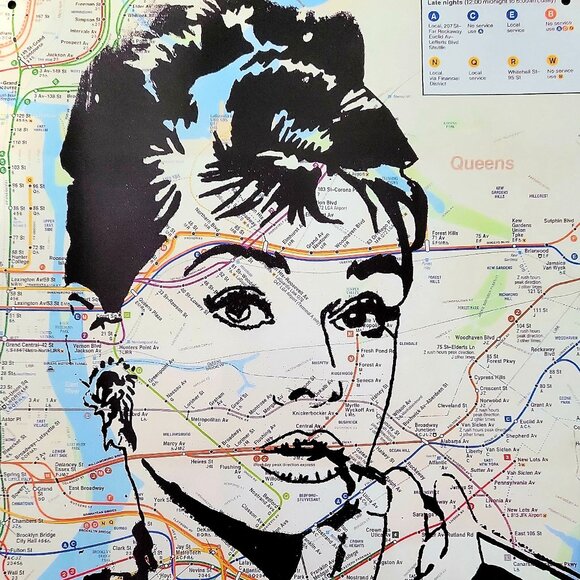 Audrey Hepburm Other - Audrey Hepburn NYC Subway Map Art Metal Sign 8x12 Limited Edition